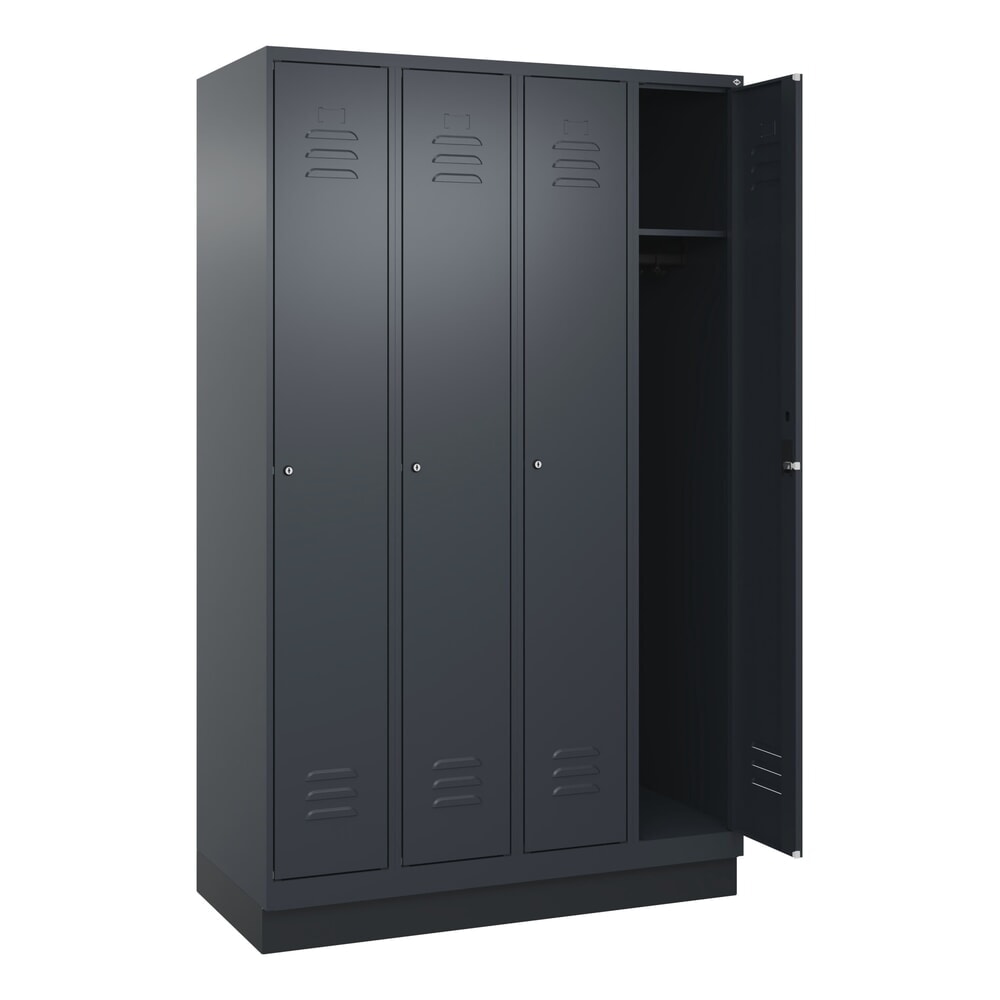 Produktabbildung Nr. 1: C+P Spind Classic PLUS, Sockel, 4 Abteile, HxBxT 1.950 x 1.200 x 500 mm, anthrazitgrau, anthrazitgrau, Zylinderschloss, ohne Mitteltrennwand