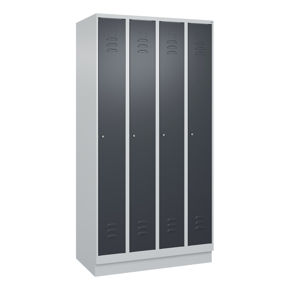 C+P Spind Classic PLUS, Sockel, 4 Abteile, HxBxT 1.950 x 1.000 x 500 mm, lichtgrau, anthrazitgrau, Zylinderschloss, ohne Mitteltrennwand Produktabbildung Nr. 9: C+P Spind Classic PLUS, Sockel, 4 Abteile, HxBxT 1.950 x 1.000 x 500 mm, lichtgrau, anthrazitgrau, Zylinderschloss, ohne Mitteltrennwand