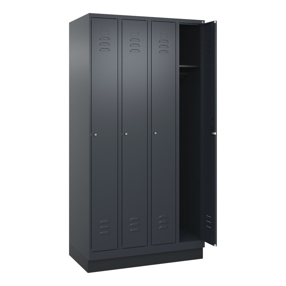 C+P Spind Classic PLUS, Sockel, 4 Abteile, HxBxT 1.950 x 1.000 x 500 mm, anthrazitgrau, anthrazitgrau, Zylinderschloss, ohne Mitteltrennwand Produktabbildung Nr. 1: C+P Spind Classic PLUS, Sockel, 4 Abteile, HxBxT 1.950 x 1.000 x 500 mm, anthrazitgrau, anthrazitgrau, Zylinderschloss, ohne Mitteltrennwand