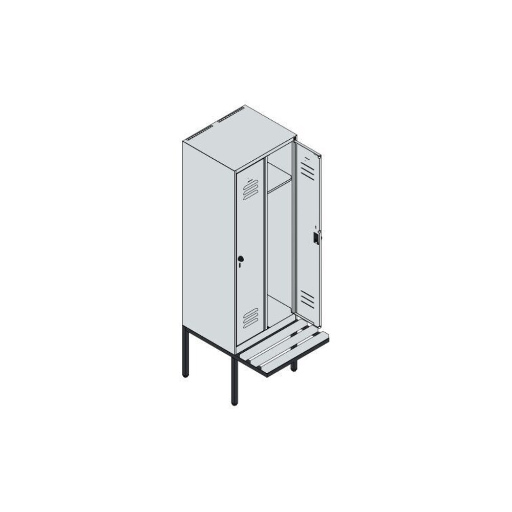 C+P Spind Classic PLUS, 2 Abteile, HxBxT 1.950 x 600 x 815 mm, für Vorhängeschloss, auskragende Bank aus Buche, lichtgrau, anthrazitgrau Produktabbildung Nr. 8: C+P Spind Classic PLUS, 2 Abteile, HxBxT 1.950 x 600 x 815 mm, für Vorhängeschloss, auskragende Bank aus Buche, lichtgrau, anthrazitgrau