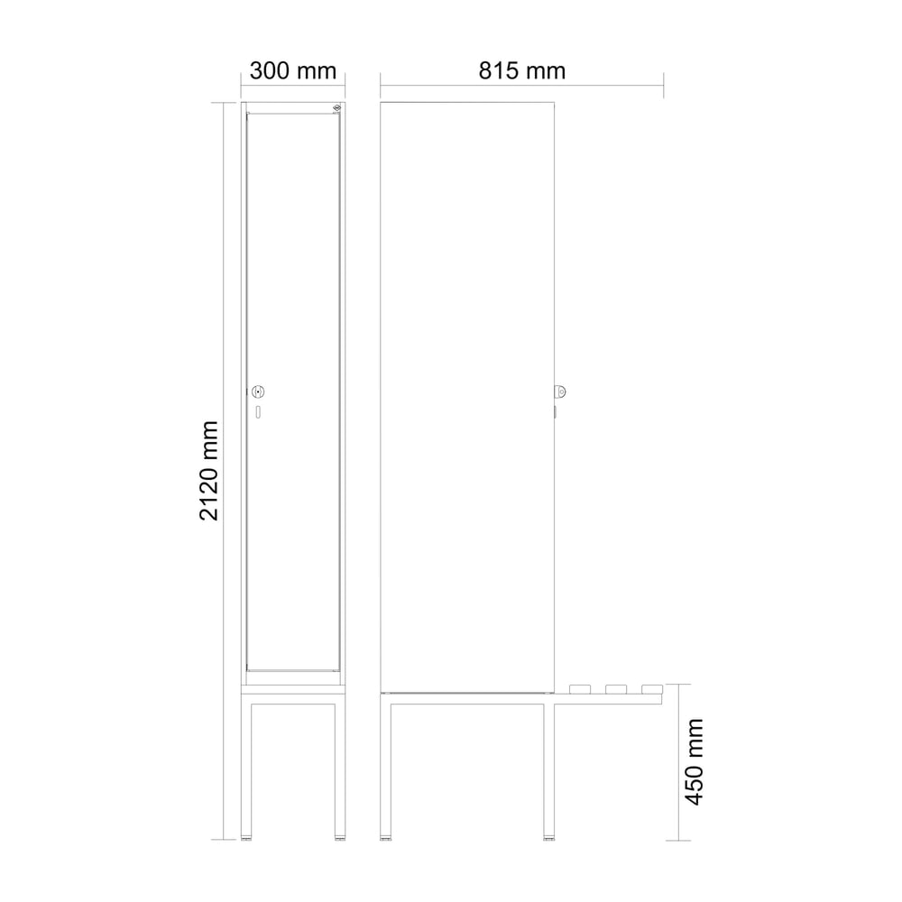 C+P Spind Classic PLUS, 1 Abteil, HxBxT 2.120 x 300 x 815 mm, Zylinderschloss, auskragende Bank aus Buche, lichtgrau, lichtgrau Produktabbildung Nr. 8: C+P Spind Classic PLUS, 1 Abteil, HxBxT 2.120 x 300 x 815 mm, Zylinderschloss, auskragende Bank aus Buche, lichtgrau, lichtgrau