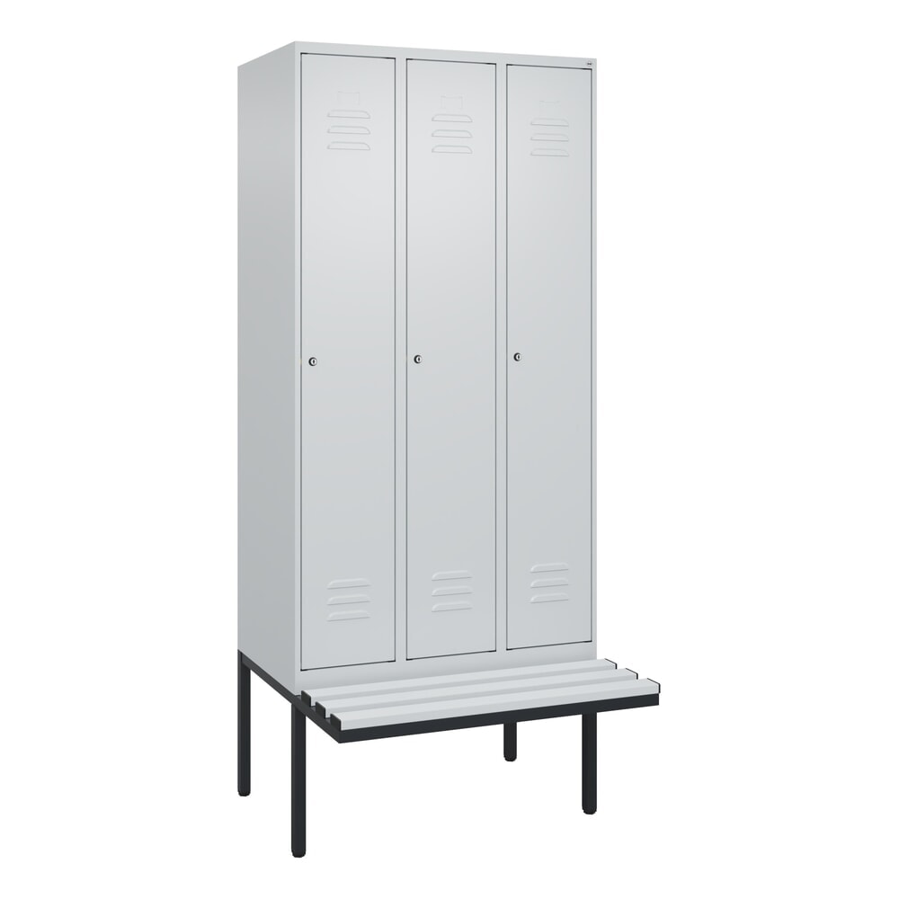 C+P Spind Classic PLUS, 3 Abteile, HxBxT 2.120 x 900 x 815 mm, Zylinderschloss, auskragende Bank aus Kunststoff, lichtgrau, lichtgrau Produktabbildung Nr. 9: C+P Spind Classic PLUS, 3 Abteile, HxBxT 2.120 x 900 x 815 mm, Zylinderschloss, auskragende Bank aus Kunststoff, lichtgrau, lichtgrau