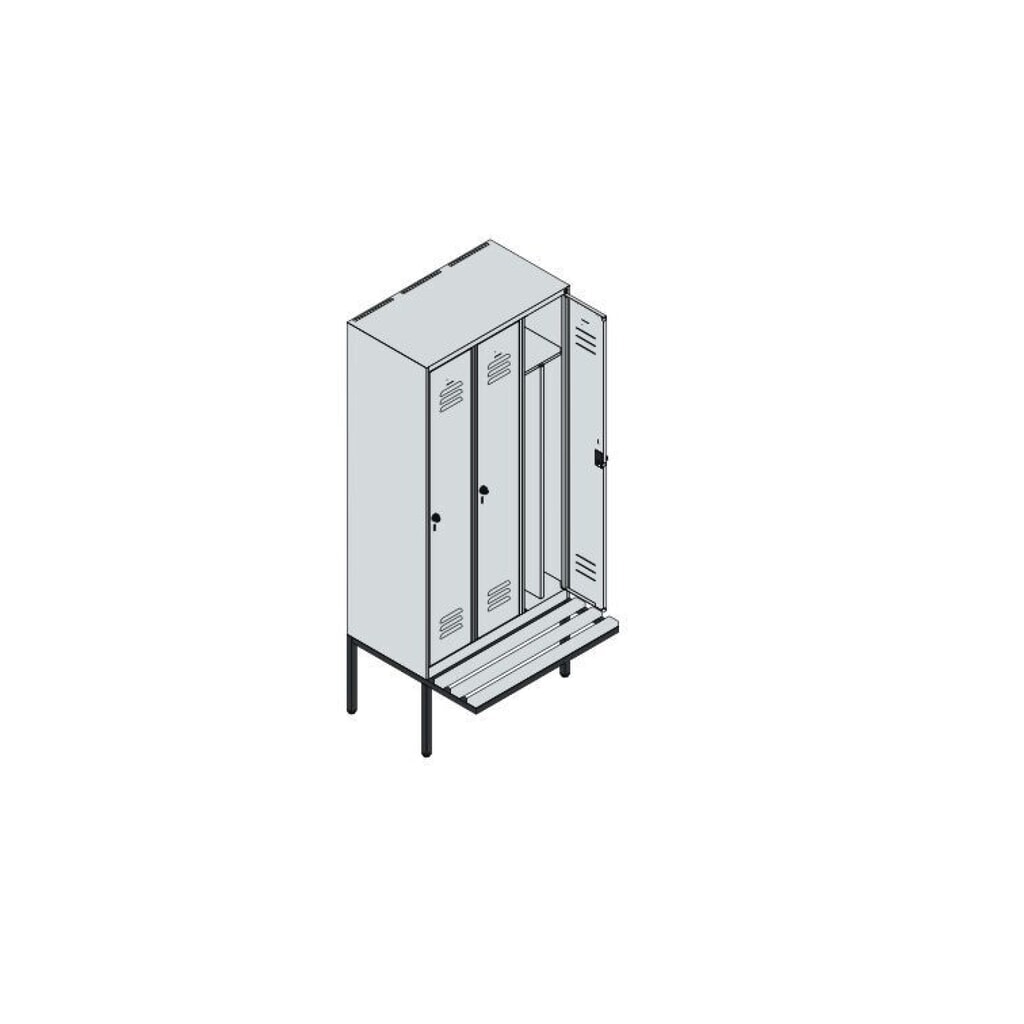 C+P Spind Classic PLUS, 3 Abteile, Trennwand, HxBxT 2.120 x 900 x 815 mm, für Vorhängeschloss, auskragende Bank aus Buche, lichtgrau, anthrazitgrau Produktabbildung Nr. 8: C+P Spind Classic PLUS, 3 Abteile, Trennwand, HxBxT 2.120 x 900 x 815 mm, für Vorhängeschloss, auskragende Bank aus Buche, lichtgrau, anthrazitgrau