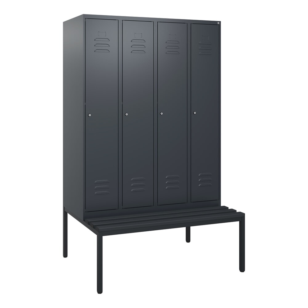 Produktabbildung Nr. 9: C+P Spind Classic PLUS, 4 Abteile, HxBxT 1.950 x 1.200 x 815 mm, Zylinderschloss, untergebaute Bank aus Kunststoff, anthrazitgrau, anthrazitgrau