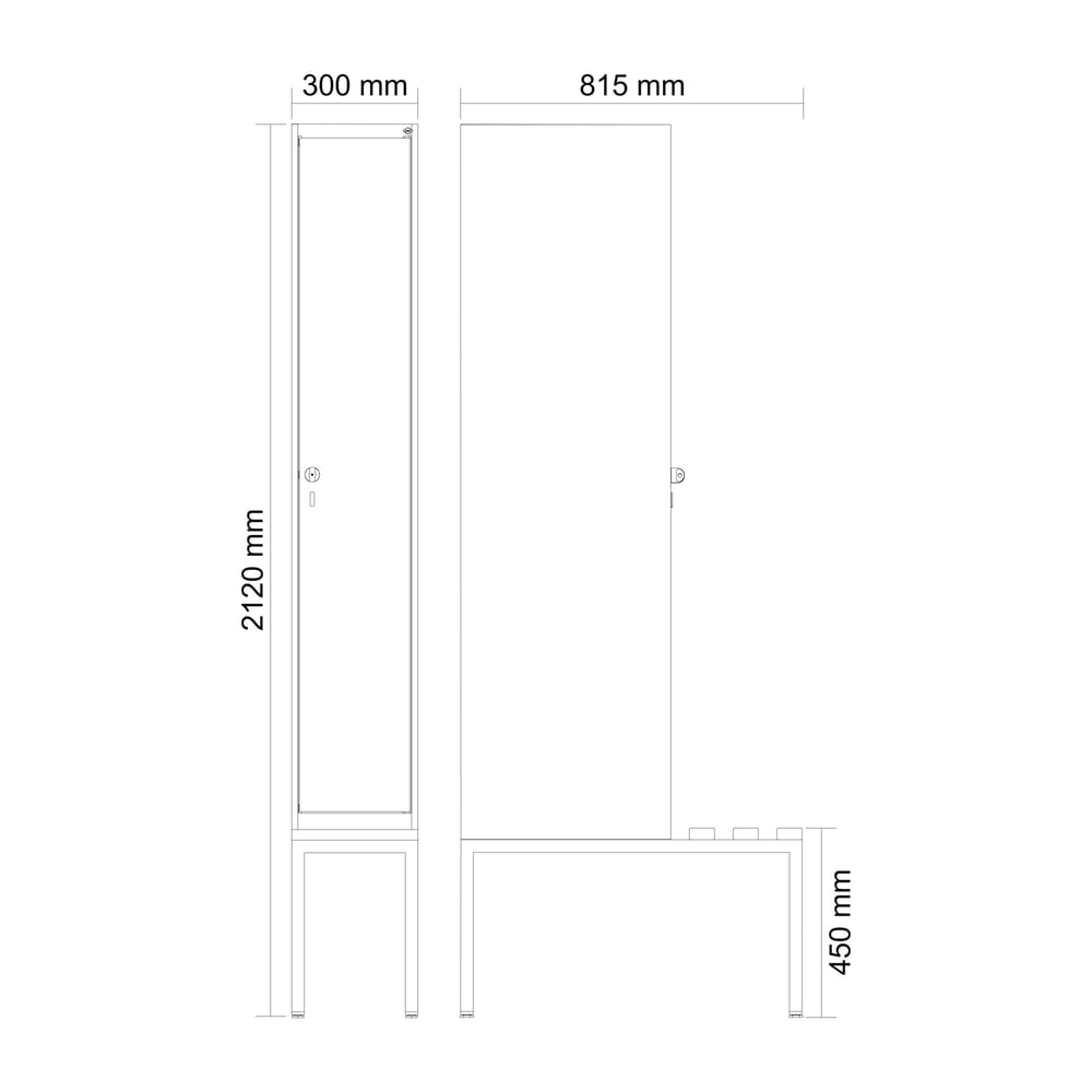 Produktabbildung Nr. 8: C+P Spind Classic PLUS, 1 Abteil, HxBxT 2.120 x 300 x 815 mm, Zylinderschloss, untergebaute Bank aus Kunststoff, lichtgrau, anthrazitgrau