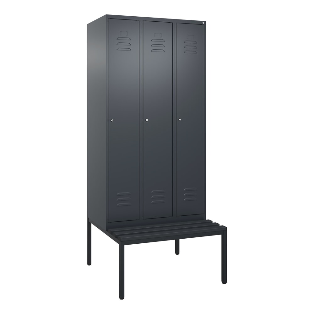 C+P Spind Classic PLUS, 3 Abteile, Trennwand, HxBxT 2.120 x 900 x 815 mm, Zylinderschloss, Trennwand, untergebaute Bank aus Kunststoff, anthrazitgrau, anthrazitgrau Produktabbildung Nr. 9: C+P Spind Classic PLUS, 3 Abteile, Trennwand, HxBxT 2.120 x 900 x 815 mm, Zylinderschloss, Trennwand, untergebaute Bank aus Kunststoff, anthrazitgrau, anthrazitgrau