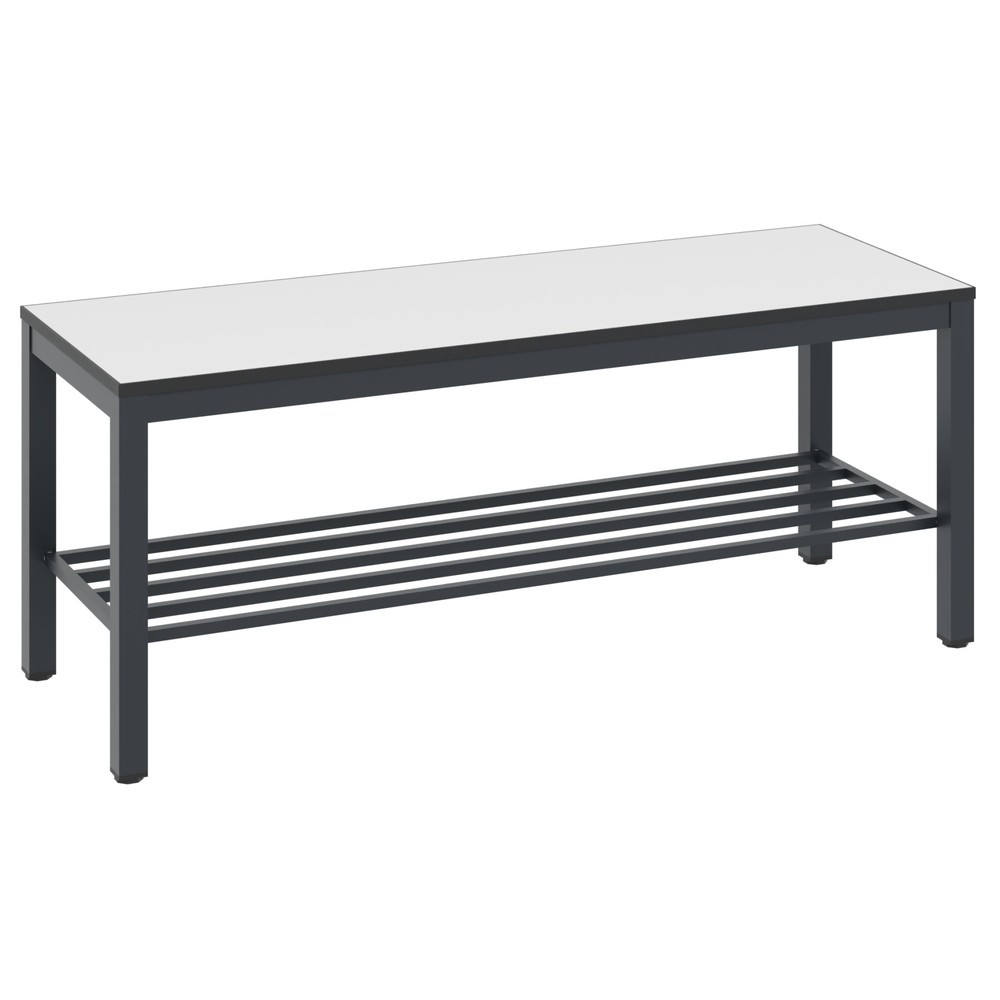 Produktabbildung Nr. 1: C+P Umkleidesitzbank Basic Plus, Länge 1.000 mm, inkl. Schuhrost, schwarzgrau/weiß