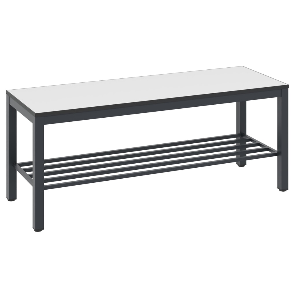 C+P Umkleidebank Basic Plus, Länge 1.000 mm, inkl. Schuhrost, schwarzgrau/weiß Produktabbildung: C+P Umkleidebank Basic Plus, Länge 1.000 mm, inkl. Schuhrost, schwarzgrau/weiß