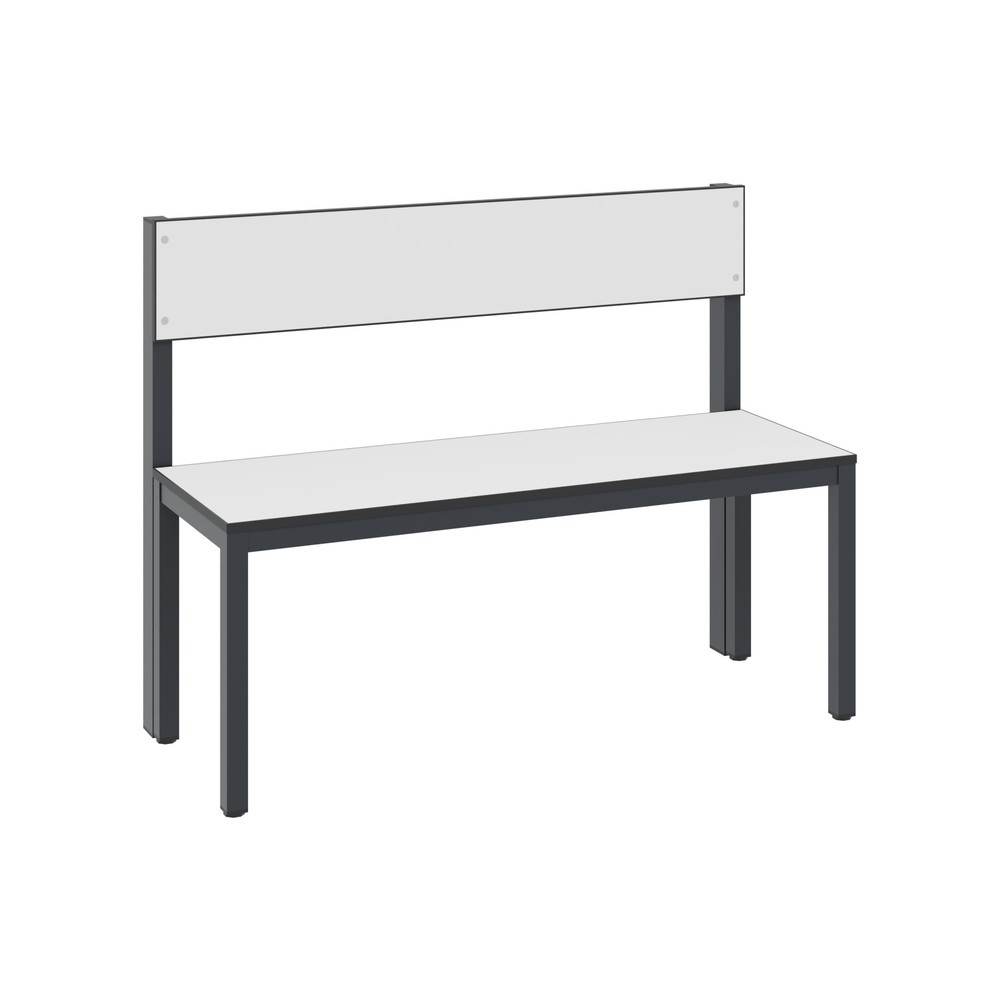 Produktabbildung: C+P Umkleidesitzbank Basic Plus, Länge 1.000 mm, einseitig, mit Rückenlehne, schwarzgrau/weiß