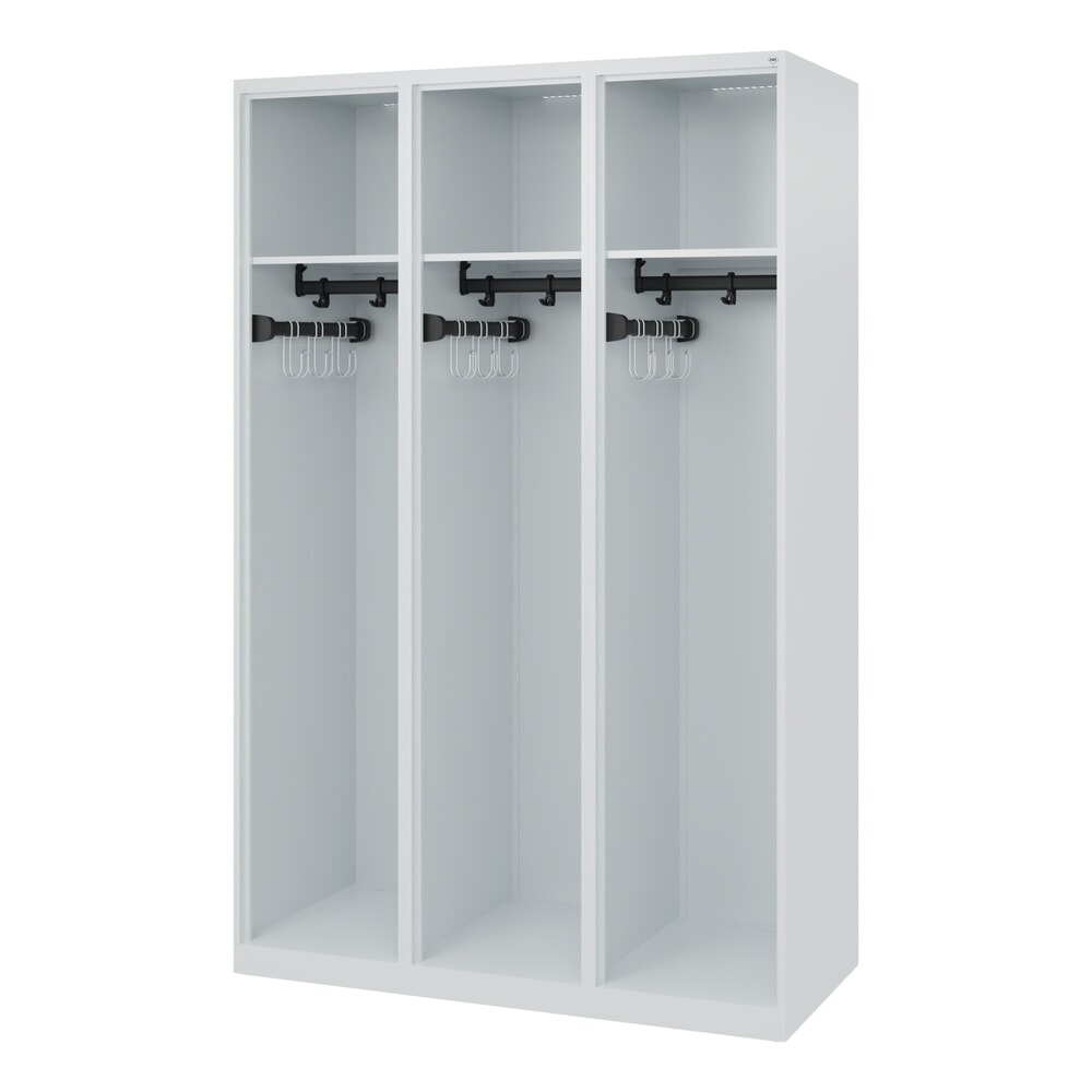 Illustration du produit: C+P Vestiaire pompier EXPERT, patins, 3 compartiments, HxlxP 1 850 x 1 200 x 500 mm, gris clair