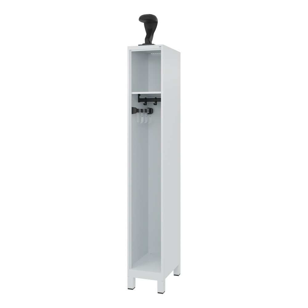 Illustration du produit: C+P Vestiaire pompier EXPERT, pieds, 1 compartiment, HxlxP 1 850 x 300 x 500 mm, gris clair, avec support de casque