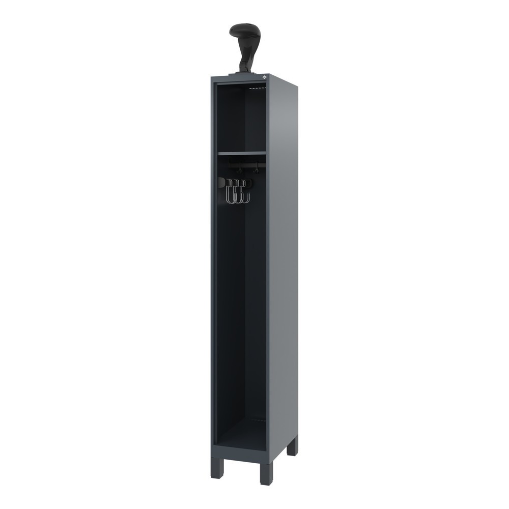 Illustration du produit: C+P Vestiaire pompier EXPERT, pieds, 1 compartiment, HxlxP 1 850 x 300 x 500 mm, gris anthracite, avec support de casque