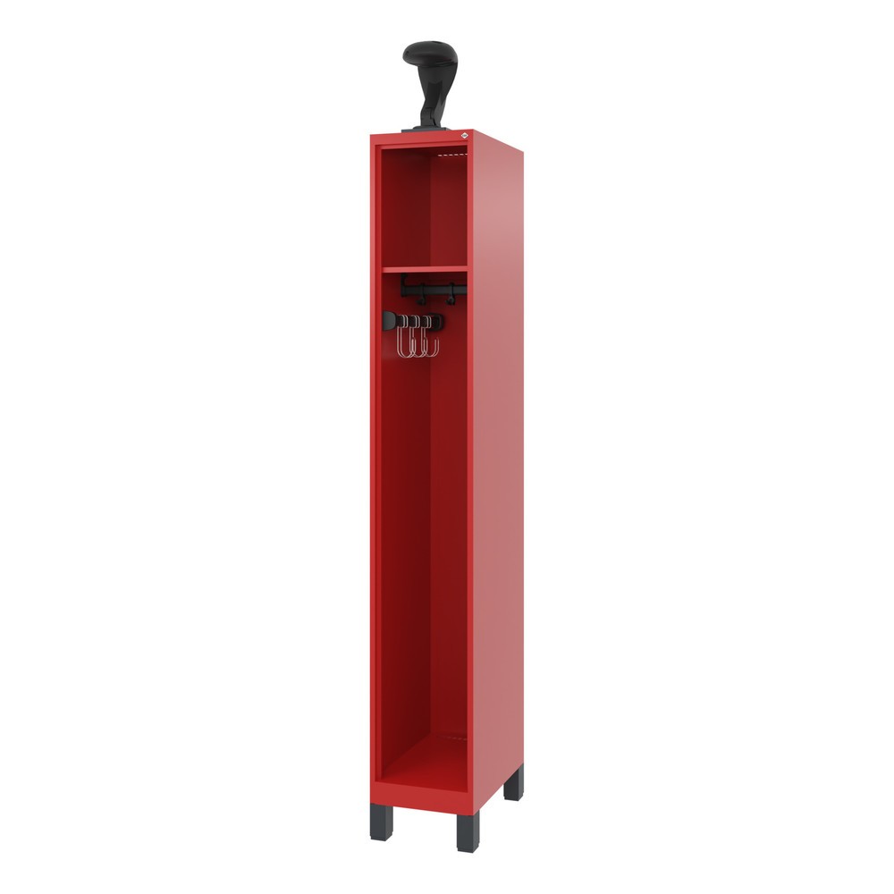 Illustration du produit: C+P Vestiaire pompier EXPERT, pieds, 1 compartiment, HxlxP 1 850 x 300 x 500 mm, rouge feu, avec support de casque