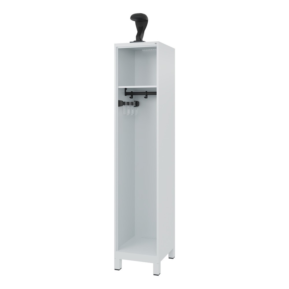 Illustration du produit: C+P Vestiaire pompier EXPERT, pieds, 1 compartiment, HxlxP 1 850 x 400 x 500 mm, gris clair, avec support de casque