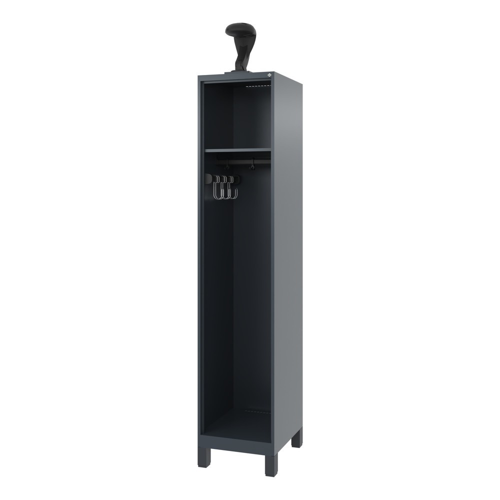 Illustration du produit: C+P Vestiaire pompier EXPERT, pieds, 1 compartiment, HxlxP 1 850 x 400 x 500 mm, gris anthracite, avec support de casque