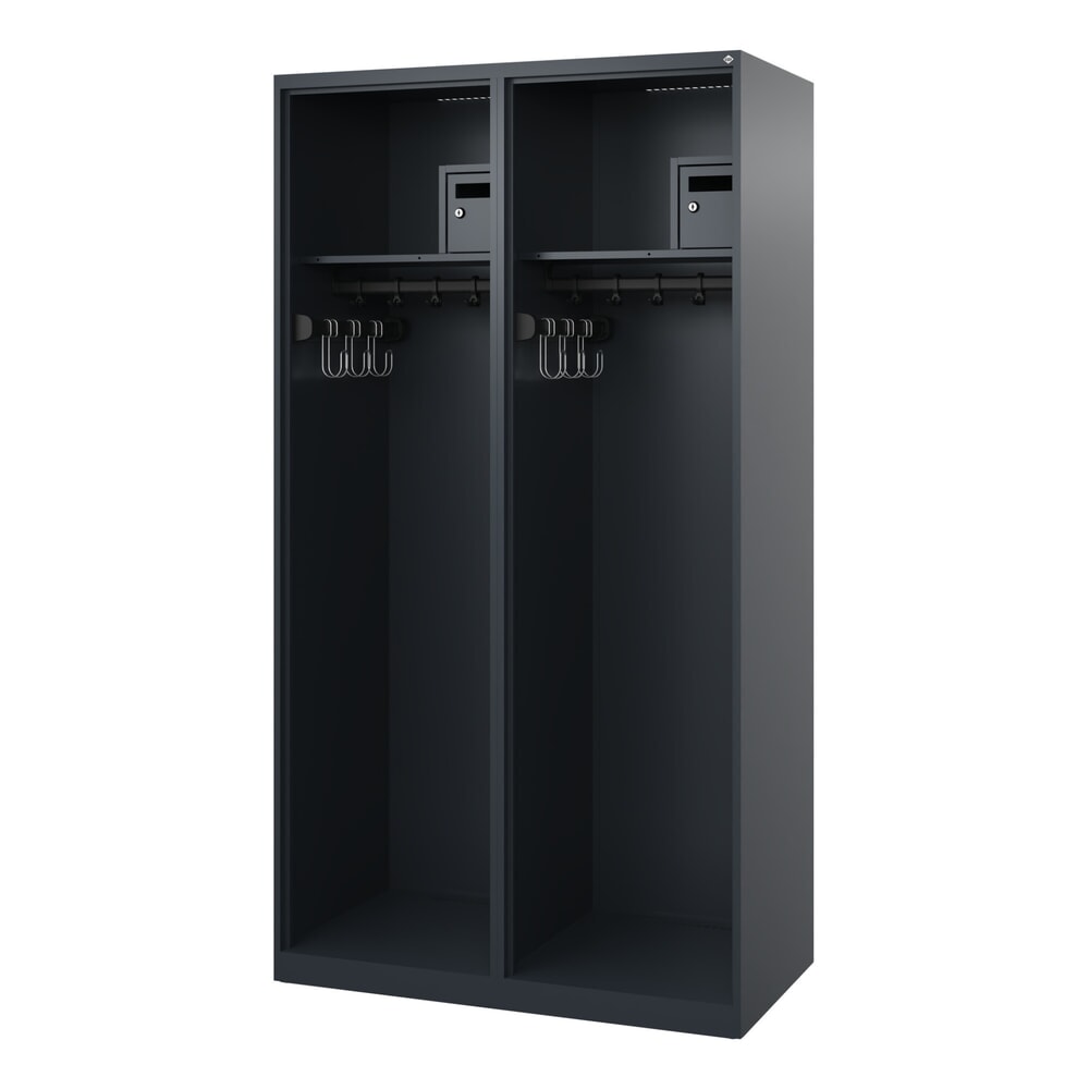 Illustration du produit: C+P Vestiaire pompier FLEXO, patins, 2 compartiments, HxlxP 1 850 x 1 000 x 500 mm, gris anthracite