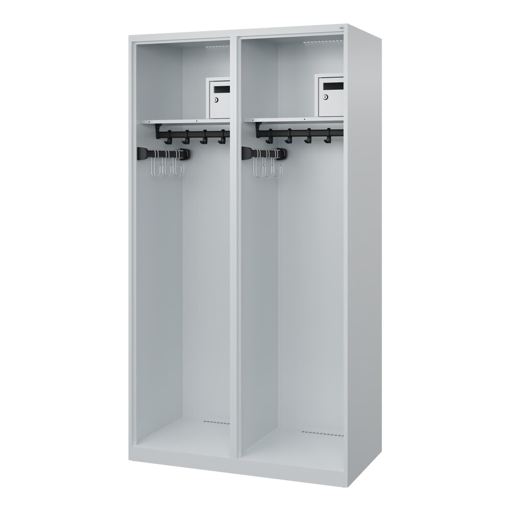 Illustration du produit: C+P Vestiaire pompier FLEXO, patins, 2 compartiments, HxlxP 1 850 x 1 000 x 500 mm, gris clair