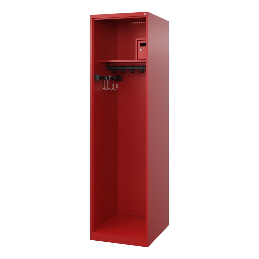 Illustration du produit: C+P Vestiaire pompier FLEXO, patins, 1 compartiment, HxlxP 1 850 x 500 x 600 mm, rouge feu
