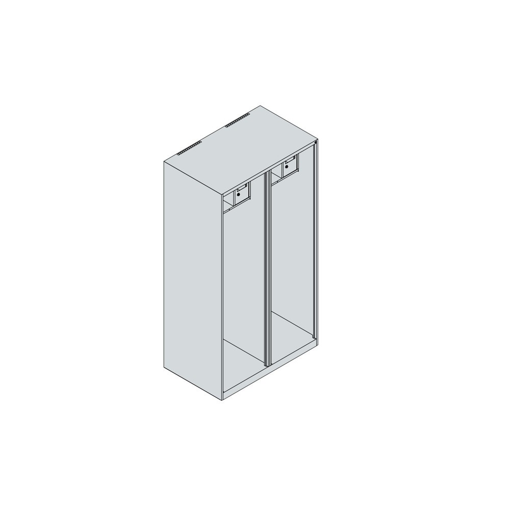 N° de l'image du produit 4 : C+P Vestiaire pompier FLEXO, socle, 2 compartiments, HxlxP 1 850 x 1 000 x 600 mm, gris clair, avec support de casque