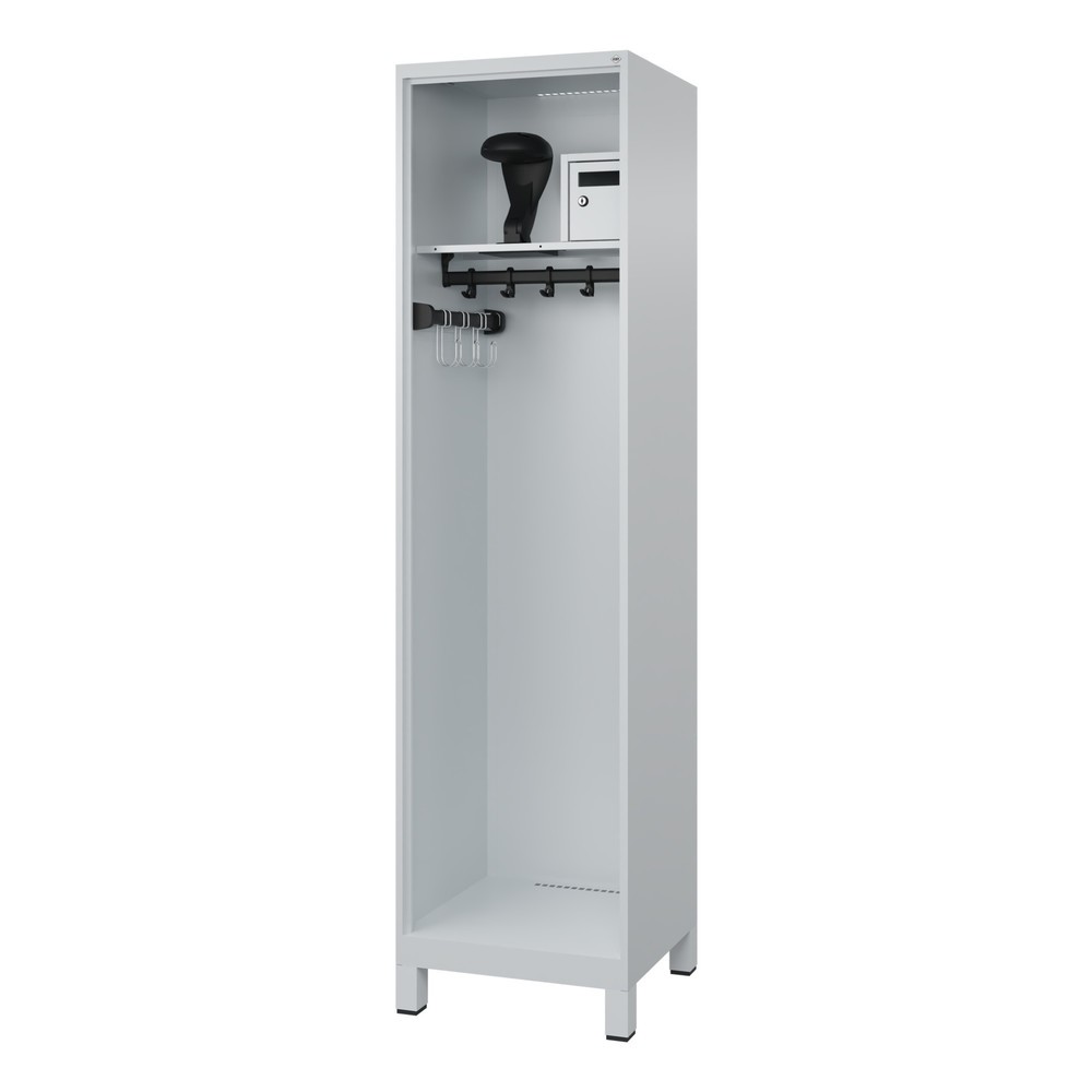 Illustration du produit: C+P Vestiaire pompier FLEXO, pieds, 1 compartiment, HxlxP 1 850 x 500 x 500 mm, gris clair, avec support de casque