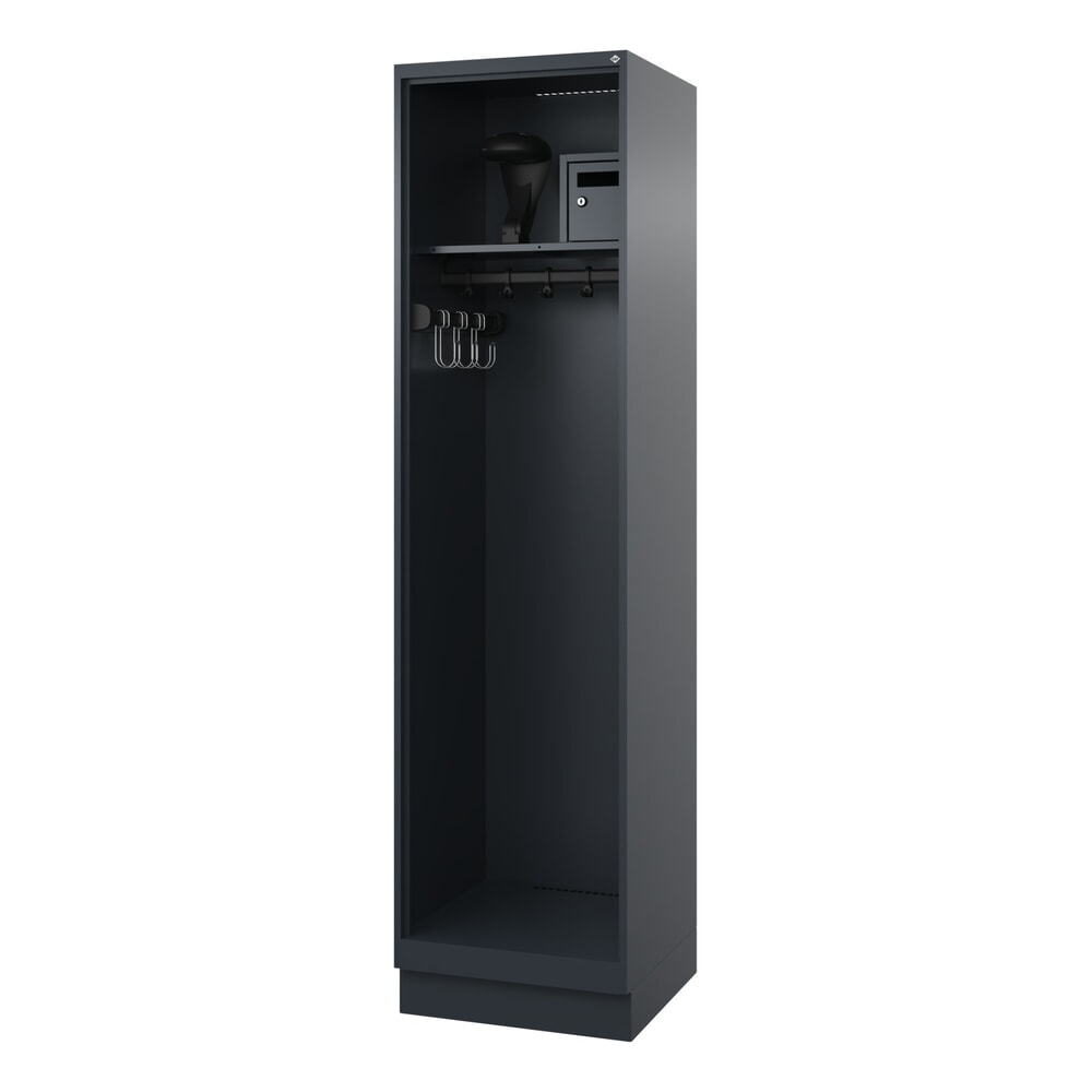 Illustration du produit: C+P Vestiaire pompier FLEXO, socle, 1 compartiment, HxlxP 1 850 x 500 x 500 mm, gris anthracite, avec support de casque