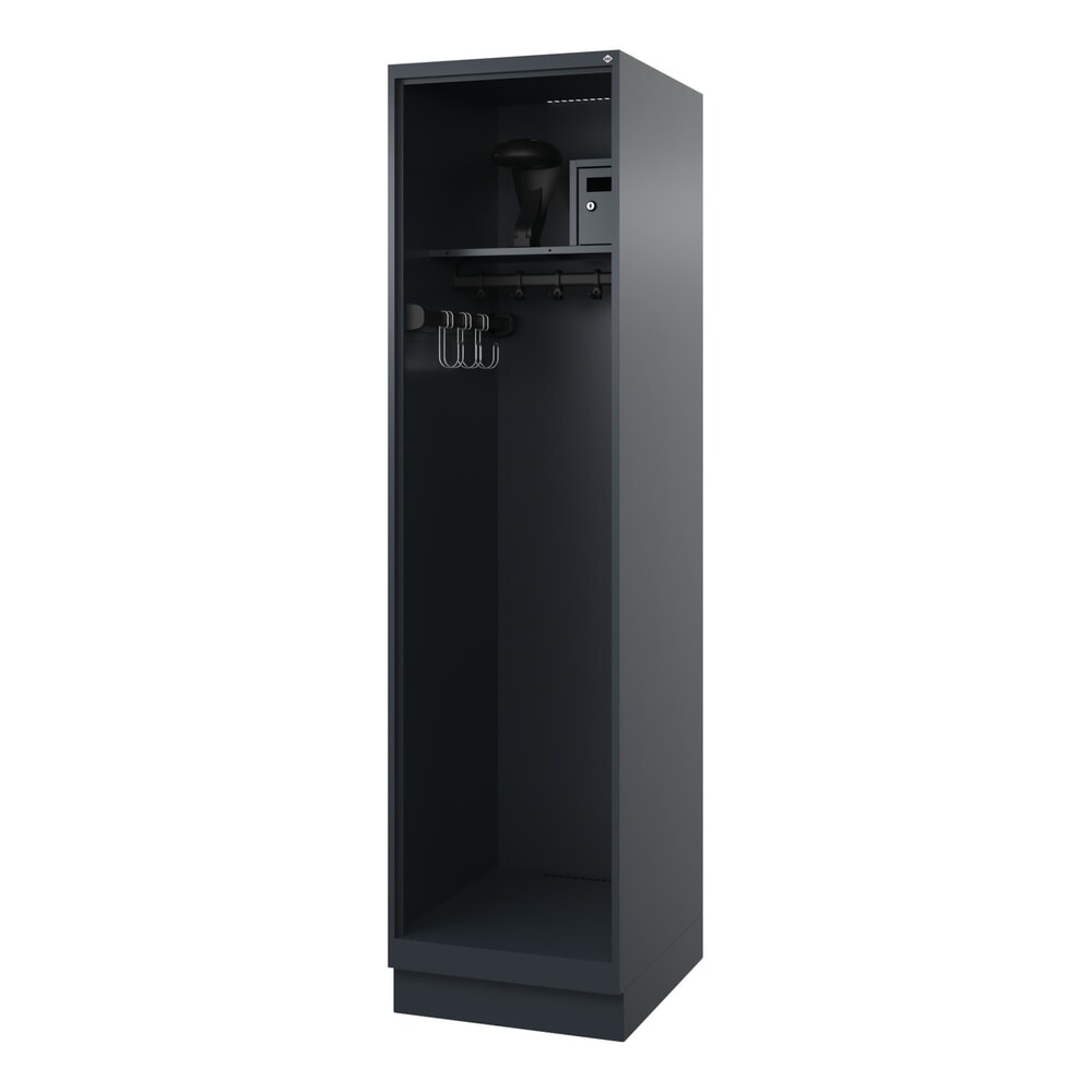 Illustration du produit: C+P Vestiaire pompier FLEXO, socle, 1 compartiment, HxlxP 1 850 x 500 x 600 mm, gris anthracite, avec support de casque