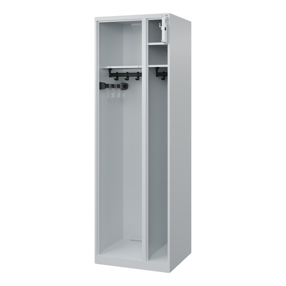 Illustration du produit: C+P Vestiaire pompier KOMBI Open, patins, 1 compartiment, HxlxP 1 850 x 600 x 500 mm, gris clair
