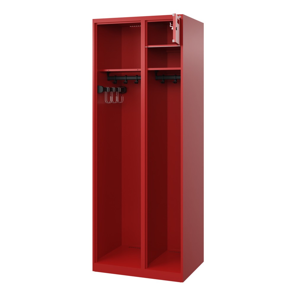 Illustration du produit: C+P Vestiaire pompier KOMBI Open, patins, 1 compartiment, HxlxP 1 850 x 700 x 500 mm, rouge feu