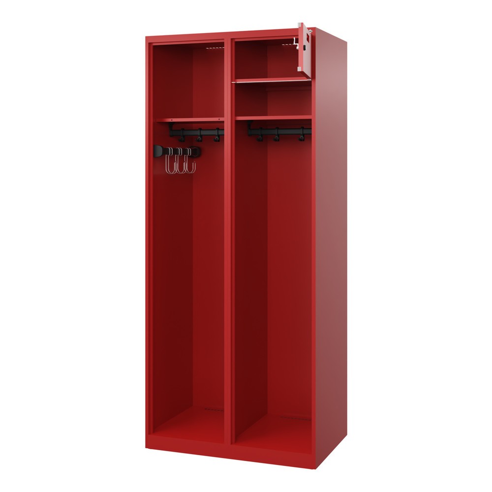 Illustration du produit: C+P Vestiaire pompier KOMBI Open, patins, 1 compartiment, HxlxP 1 850 x 800 x 500 mm, rouge feu