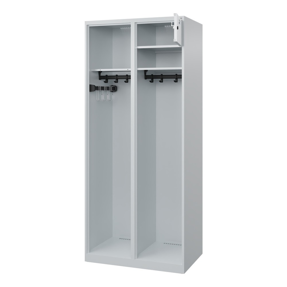 Illustration du produit: C+P Vestiaire pompier KOMBI Open, patins, 1 compartiment, HxlxP 1 850 x 800 x 500 mm, gris clair