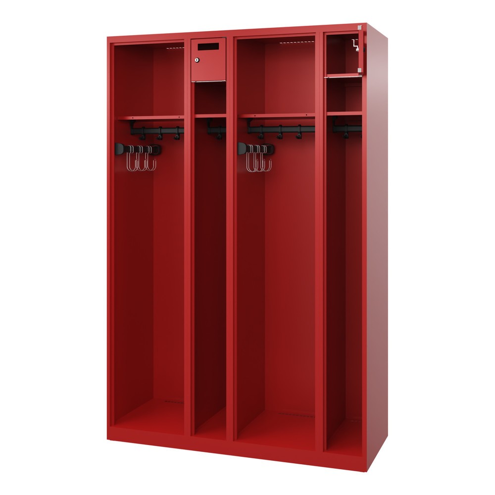 Illustration du produit: C+P Vestiaire pompier KOMBI Open, patins, 2 compartiments, HxlxP 1 850 x 1 200 x 500 mm, rouge feu
