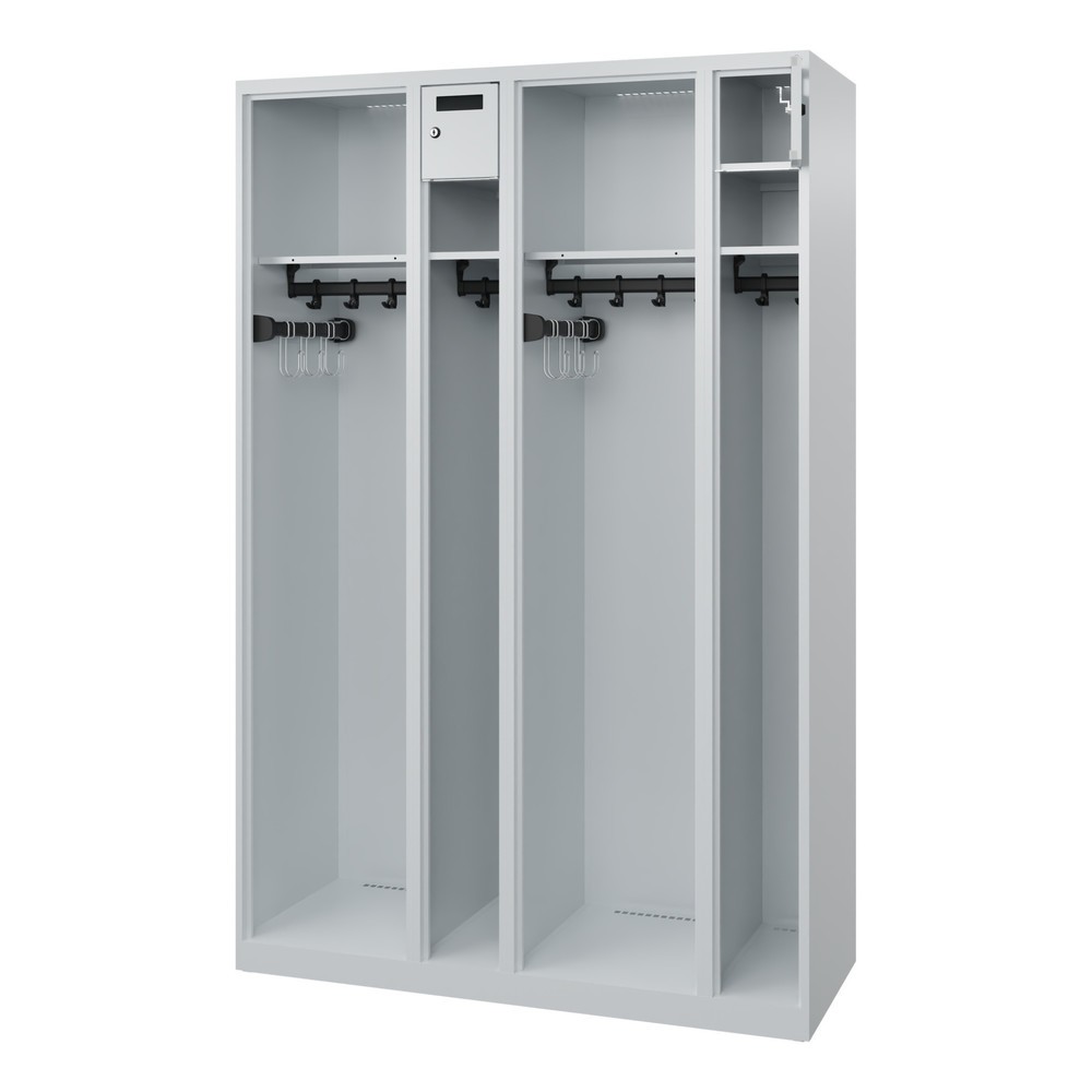 Illustration du produit: C+P Vestiaire pompier KOMBI Open, patins, 2 compartiments, HxlxP 1 850 x 1 200 x 500 mm, gris clair