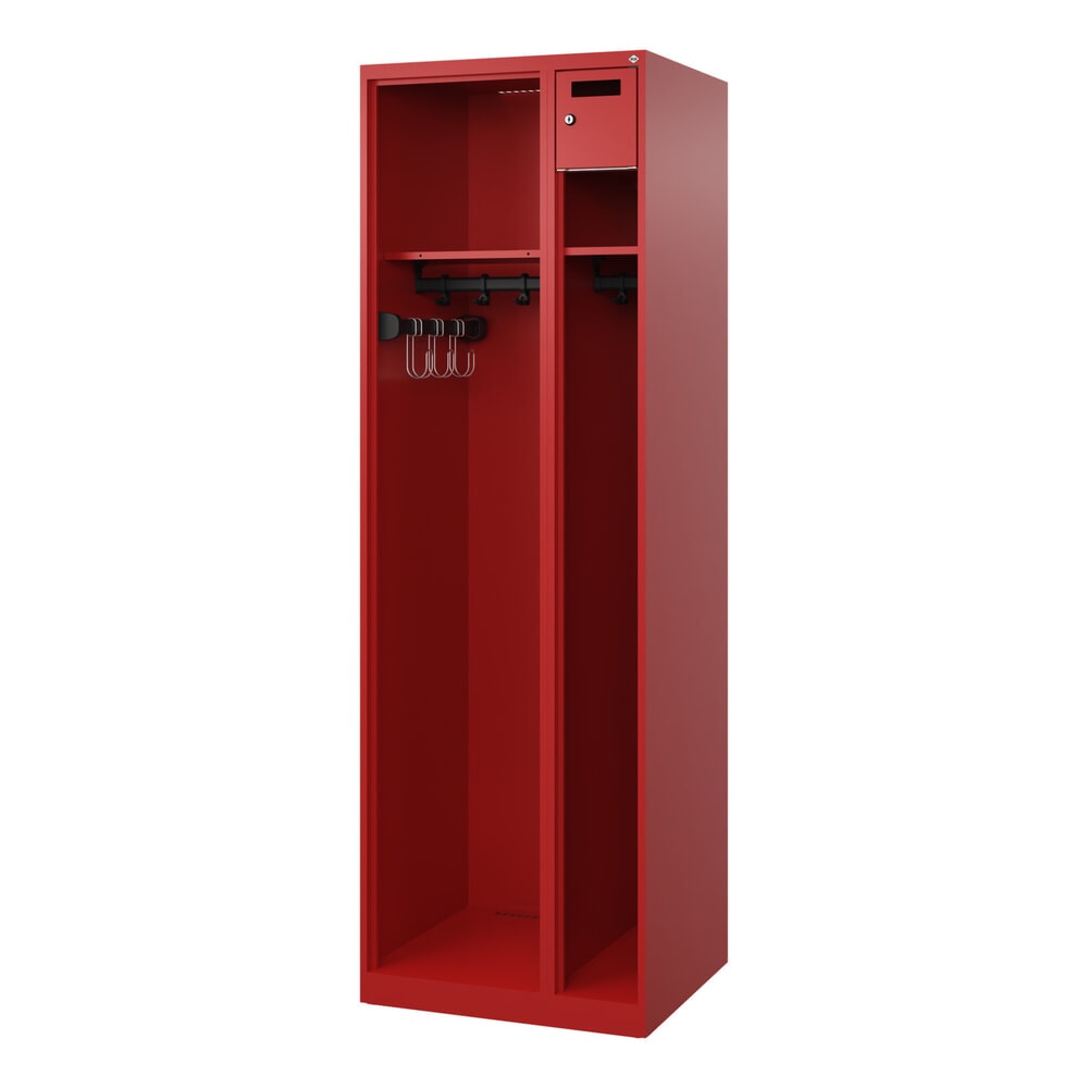 N° de l'image du produit 4 : C+P Vestiaire pompier KOMBI Open, patins, 1 compartiment, HxlxP 1 850 x 600 x 500 mm, rouge feu