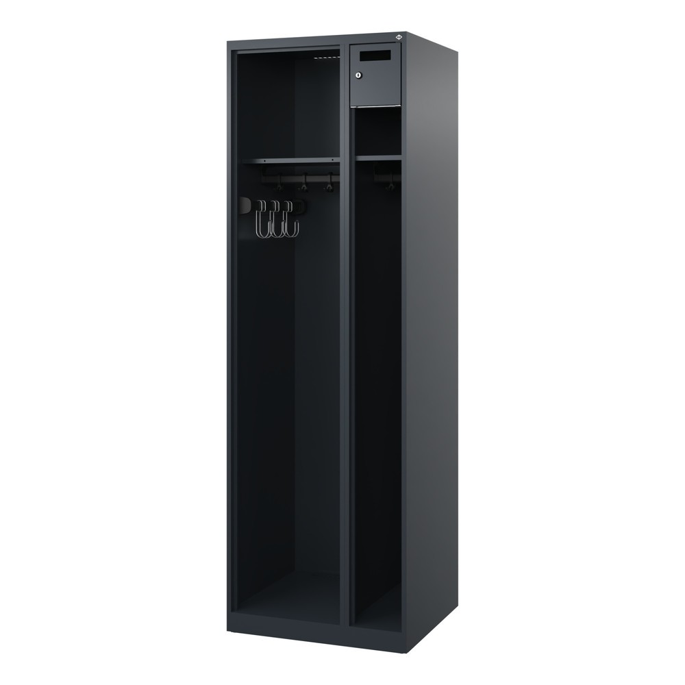 N° de l'image du produit 4 : C+P Vestiaire pompier KOMBI Open, patins, 1 compartiment, HxlxP 1 850 x 600 x 500 mm, gris anthracite
