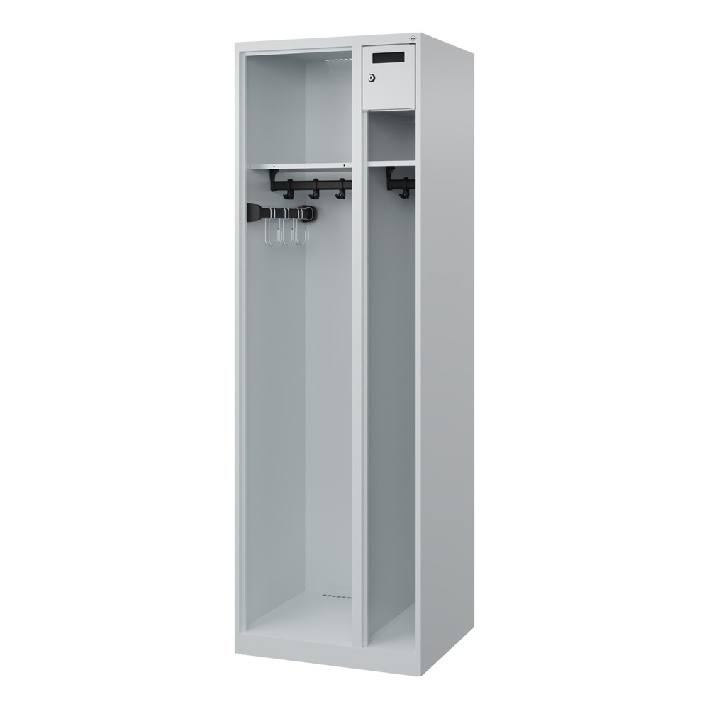 N° de l'image du produit 4 : C+P Vestiaire pompier KOMBI Open, patins, 1 compartiment, HxlxP 1 850 x 600 x 500 mm, gris clair
