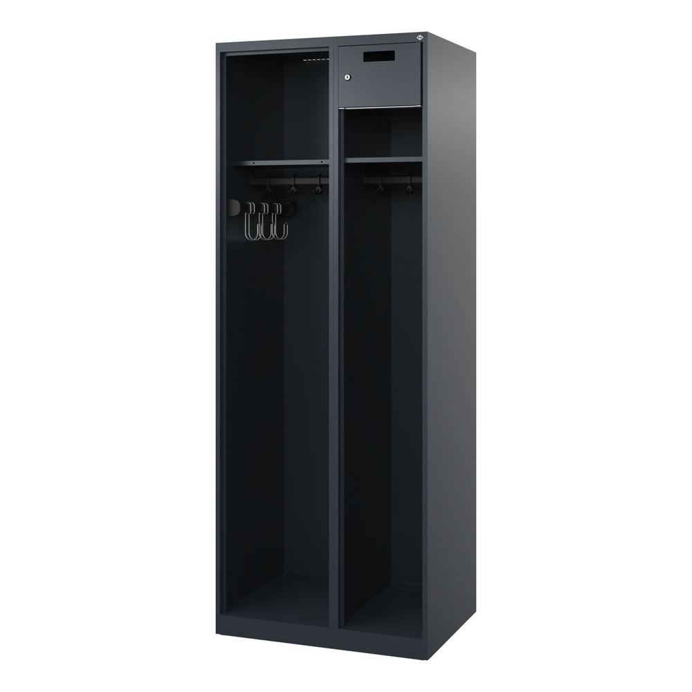 N° de l'image du produit 4 : C+P Vestiaire pompier KOMBI Open, patins, 1 compartiment, HxlxP 1 850 x 700 x 500 mm, gris anthracite