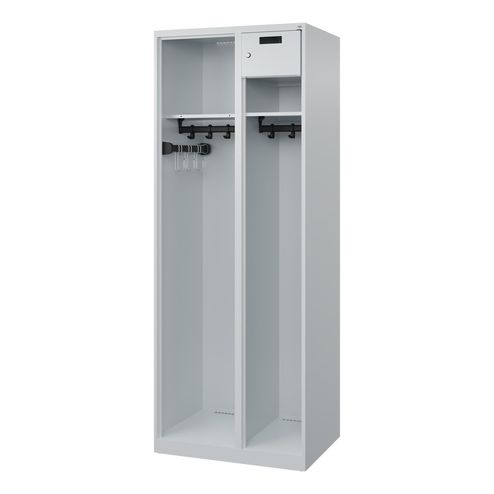 N° de l'image du produit 4 : C+P Vestiaire pompier KOMBI Open, patins, 1 compartiment, HxlxP 1 850 x 700 x 500 mm, gris clair