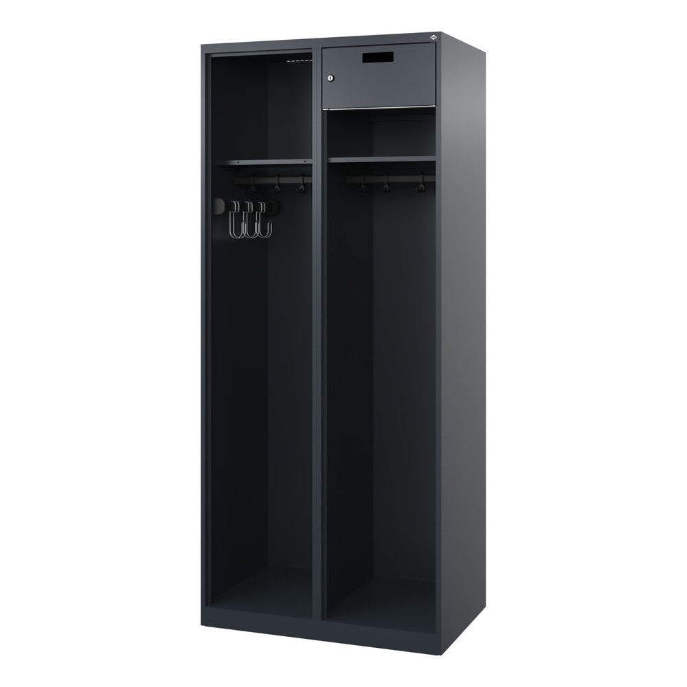 N° de l'image du produit 4 : C+P Vestiaire pompier KOMBI Open, patins, 1 compartiment, HxlxP 1 850 x 800 x 500 mm, gris anthracite