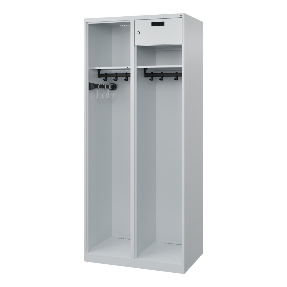 N° de l'image du produit 4 : C+P Vestiaire pompier KOMBI Open, patins, 1 compartiment, HxlxP 1 850 x 800 x 500 mm, gris clair