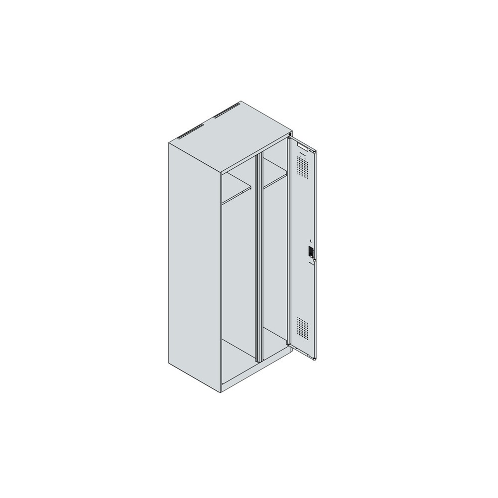 N° de l'image du produit 4 : C+P Vestiaire pompier KOMBI, socle, 1 compartiment, HxlxP 1 850 x 700 x 500 mm, gris clair, avec support de casque