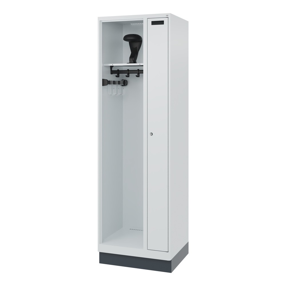 N° de l'image du produit 5 : C+P Vestiaire pompier KOMBI, socle, 1 compartiment, HxlxP 1 850 x 600 x 500 mm, gris clair, avec support de casque