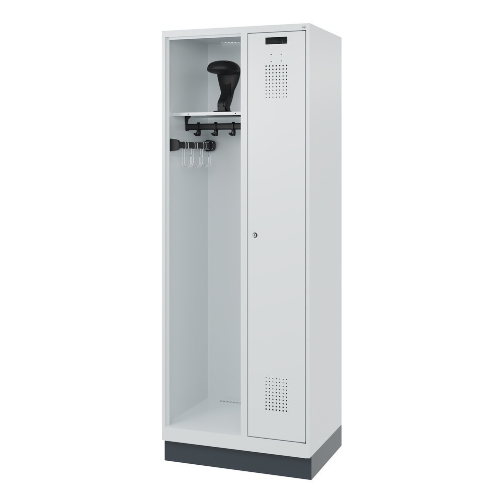 N° de l'image du produit 5 : C+P Vestiaire pompier KOMBI, socle, 1 compartiment, HxlxP 1 850 x 700 x 500 mm, gris clair, avec support de casque