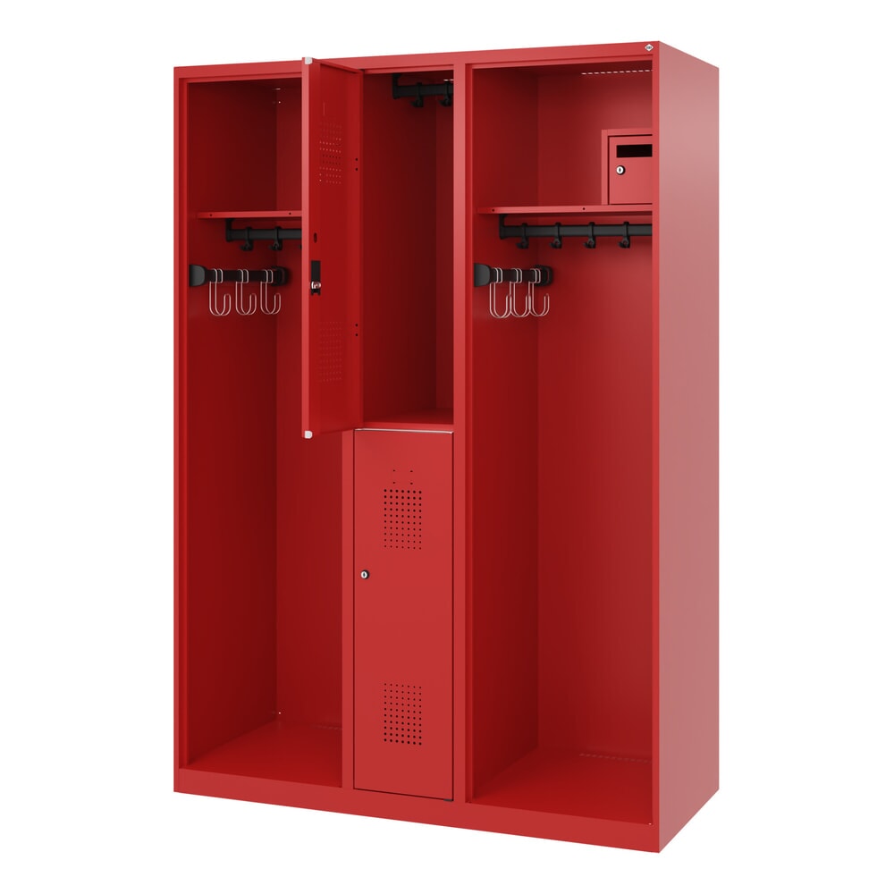Illustration du produit: C+P Vestiaire pompier MAXI, patins, HxlxP 1 850 x 1 300 x 500 mm, rouge feu