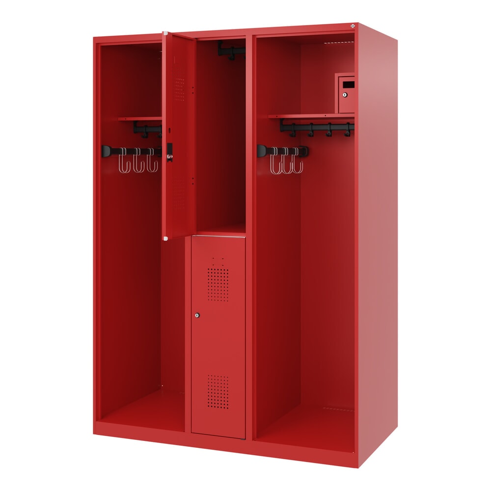 Illustration du produit: C+P Vestiaire pompier MAXI, patins, HxlxP 1 850 x 1 300 x 600 mm, rouge feu