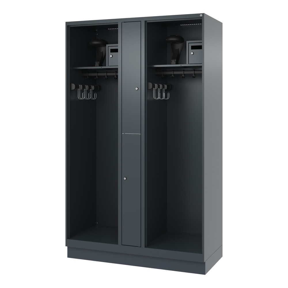 N° de l'image du produit 5 : C+P Vestiaire pompier MAXI, socle, HxlxP 1 850 x 1 200 x 500 mm, gris anthracite, avec support de casque