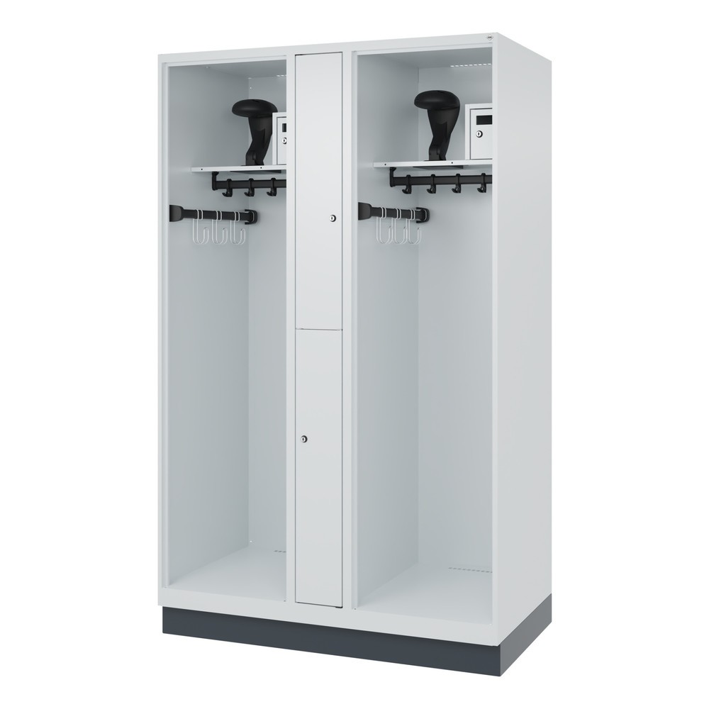 N° de l'image du produit 5 : C+P Vestiaire pompier MAXI, socle, HxlxP 1 850 x 1 200 x 600 mm, gris clair, avec support de casque