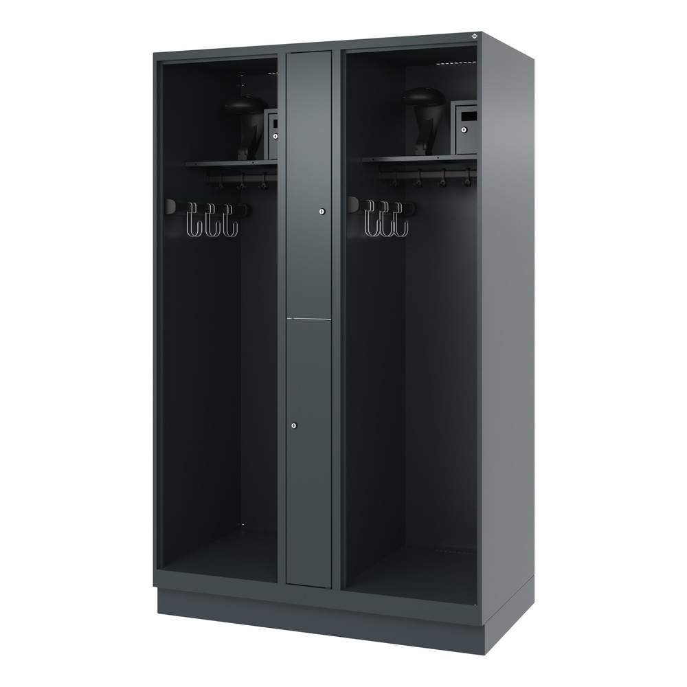 N° de l'image du produit 5 : C+P Vestiaire pompier MAXI, socle, HxlxP 1 850 x 1 200 x 600 mm, gris anthracite, avec support de casque
