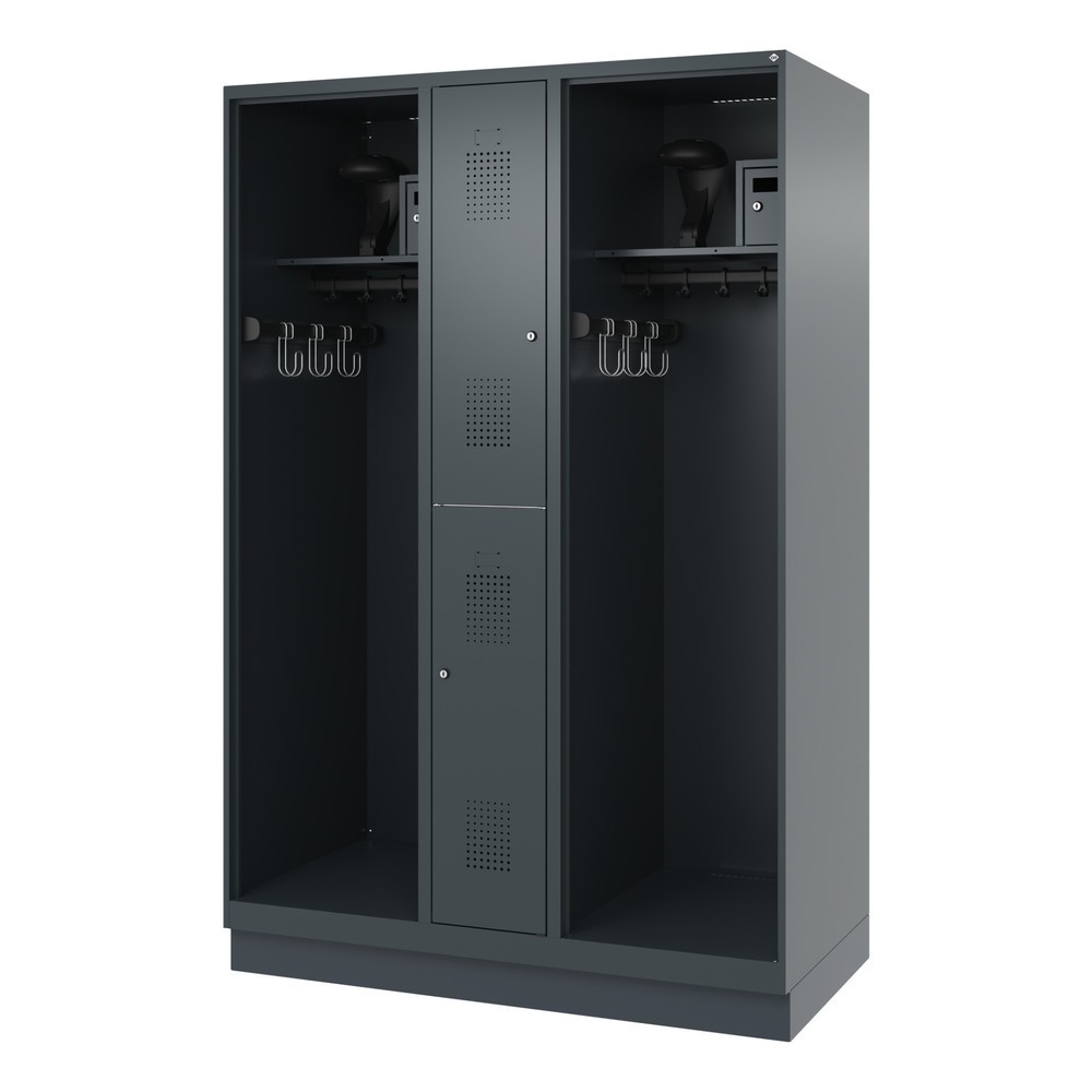 N° de l'image du produit 5 : C+P Vestiaire pompier MAXI, socle, HxlxP 1 850 x 1 300 x 600 mm, gris anthracite, avec support de casque