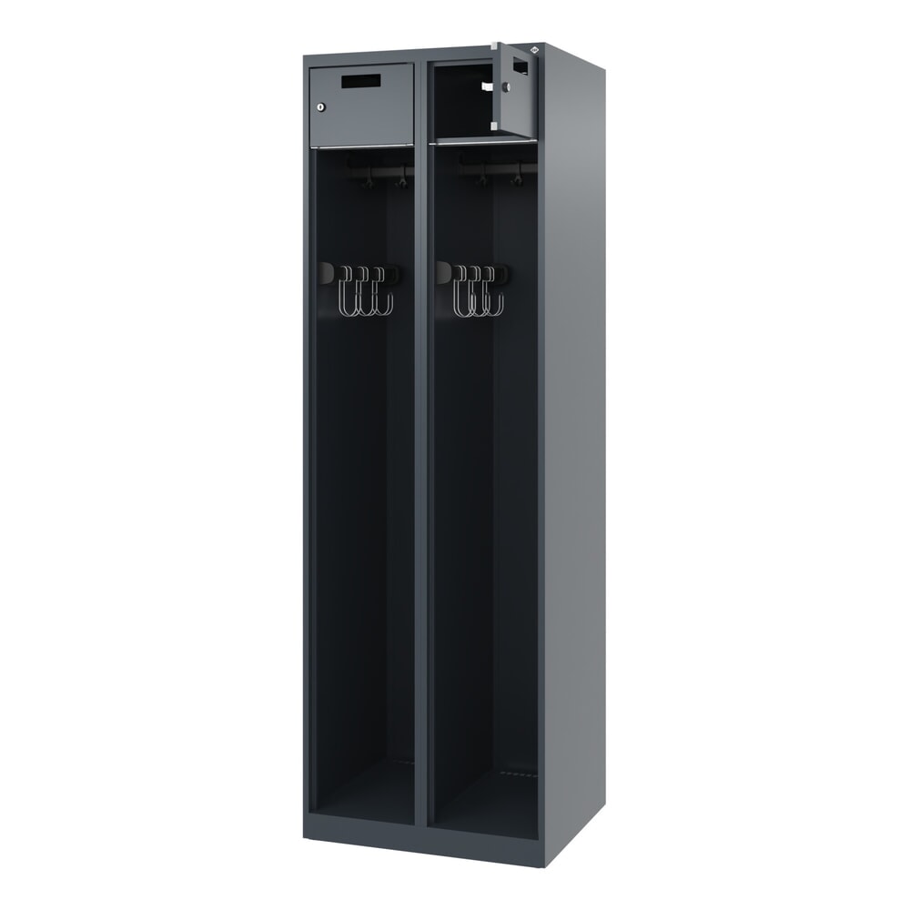 Illustration du produit: C+P Vestiaire pompier PRAKTUS, patins, 2 compartiments, HxlxP 1 850 x 600 x 500 mm, gris anthracite