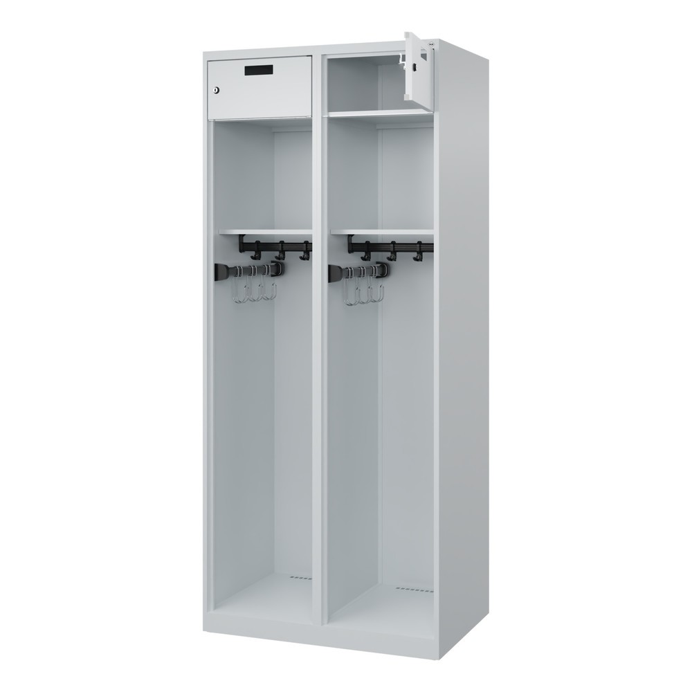Illustration du produit: C+P Vestiaire pompier PRAKTUS, patins, 2 compartiments, HxlxP 1 850 x 800 x 500 mm, gris clair